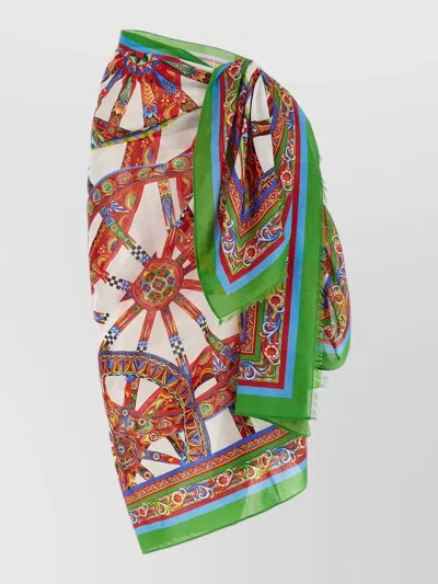 Dolce & Gabbana Carretto Sarong Skirt Asymmetric Wrap Design In Multi