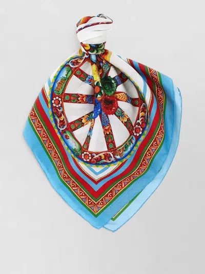 Dolce & Gabbana Carretto Scarf Bold Border Square Shape In Multi