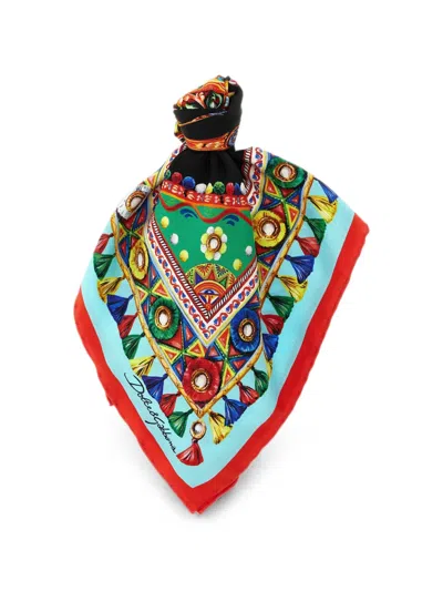 Dolce & Gabbana Carretto Scarf Tassel Detail Hair Accessory In Multi
