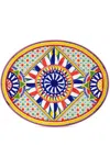 Dolce & Gabbana Geometric-print Porcelain Platter In Blue