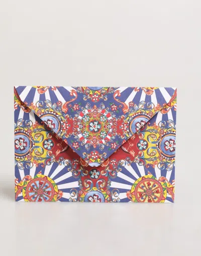 Dolce & Gabbana Carretto Siciliano Print Card Case In Multicolor