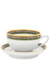 Dolce & Gabbana Carretto Siciliano-trim Teacups (set Of Two) In Weiss