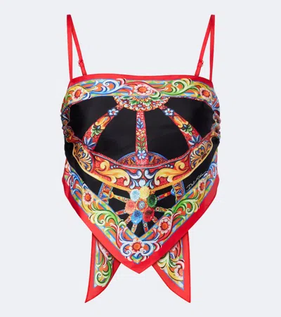 Dolce & Gabbana Carretto Print Twill Top Scarf Back In Multi