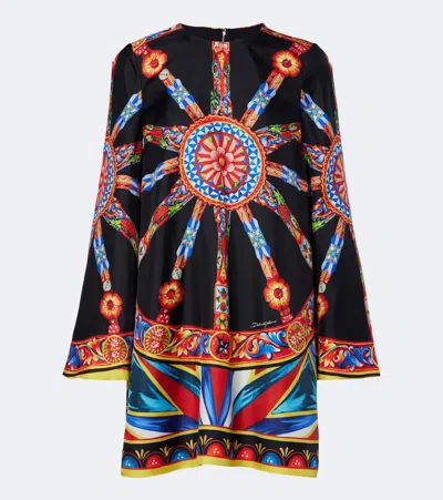 Dolce & Gabbana Carretto Silk Twill Kaftan In Multi