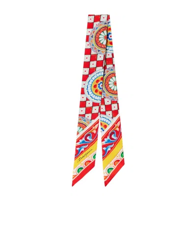 Dolce & Gabbana Carretto Silk Twill Scarf In Pink