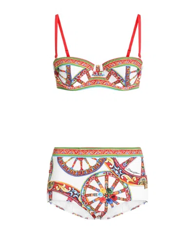 DOLCE & GABBANA CARRETTO-PRINT BALCONETTE BIKINI