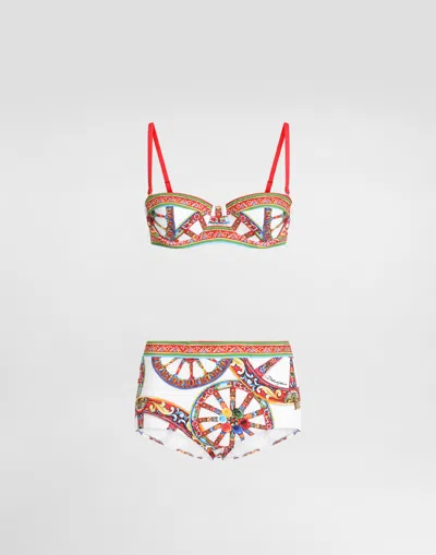 Dolce & Gabbana Bikini A Balconcino Stampa Carretto In Multi