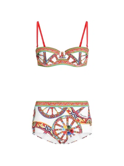 Dolce & Gabbana Carretto-print Balconette Bikini In White