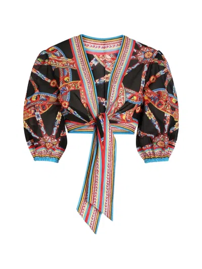 Dolce & Gabbana Top In Batista Stampa Carretto In Black