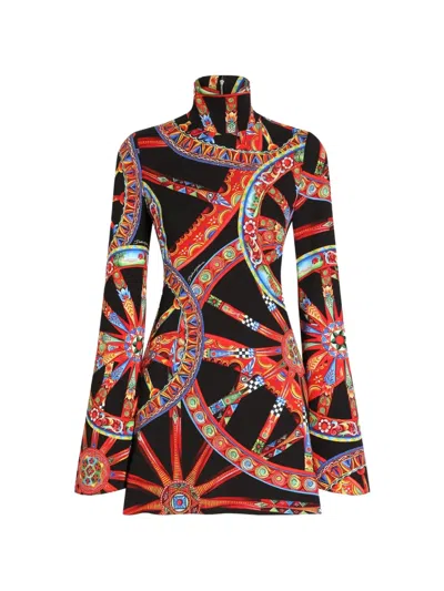 Dolce & Gabbana Carretto-print Charmeuse Dress In Multi