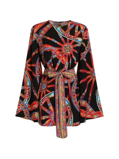 Dolce & Gabbana Carretti Silk Mini Dress Unique Print In Multi