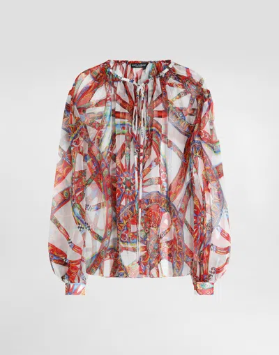 Dolce & Gabbana Carretto-print Chiffon Top In Multi