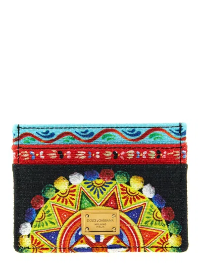 Dolce & Gabbana Carretto-print Cotton Card Case In Multicolor