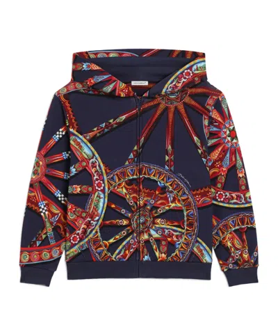 Dolce & Gabbana Carretto-print Cotton Hooded Sweatshirt In Multi