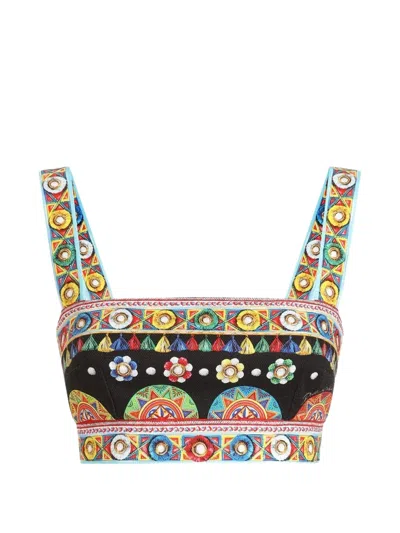 Dolce & Gabbana Carretto-print Cotton Top In Multi