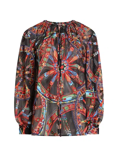 Dolce & Gabbana Carretto-print Devoré Twill Top In Multi
