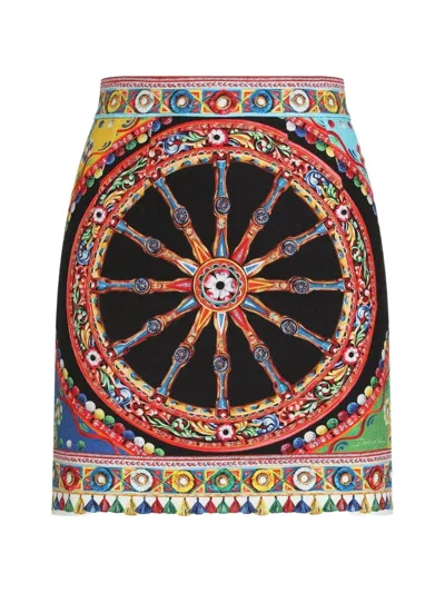 Dolce & Gabbana Carretto-print Fabric Skirt In Black