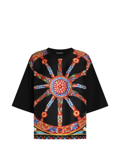 Dolce & Gabbana Black Twill And Jersey T-shirt In Multi