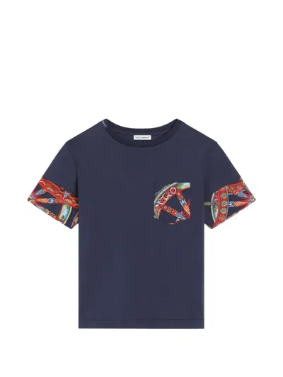 Dolce & Gabbana Kids' Carretto-print Jersey T-shirt In Blue