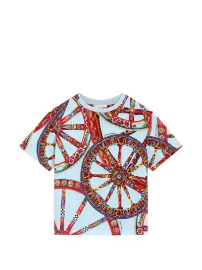 Dolce & Gabbana Kids' Carretto-print Jersey T-shirt In Multi