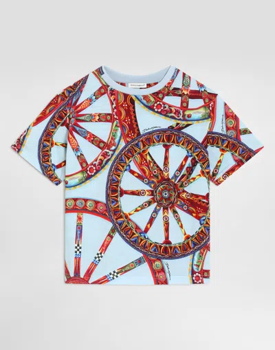 Dolce & Gabbana Kids' Carretto-print Jersey T-shirt In Multi