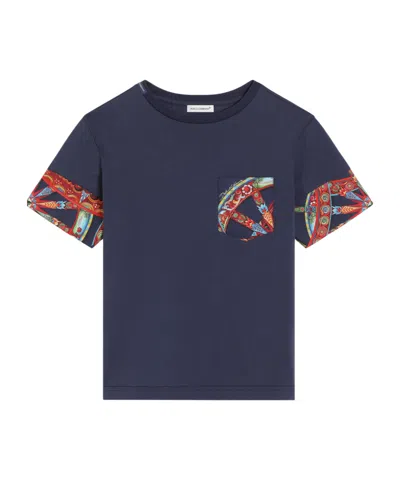 Dolce & Gabbana Kids' Carretto-print Jersey T-shirt In Blue