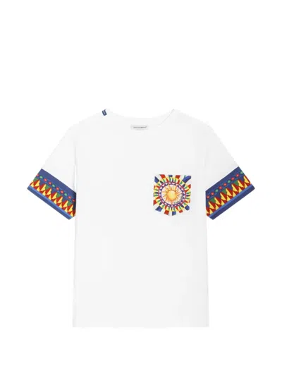 Dolce & Gabbana Kids' Carretto-print Jersey T-shirt In White