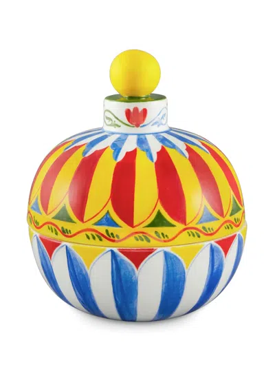 Dolce & Gabbana Carretto-print Lidded Jar In Multi