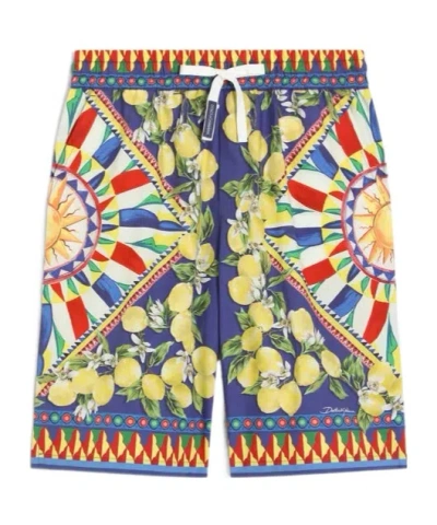 Dolce & Gabbana Carretto-print Poplin Bermuda Shorts In Multi