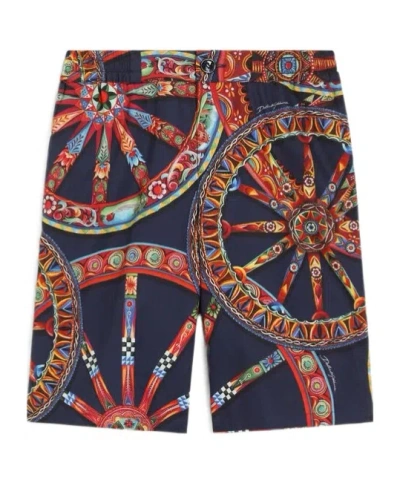 Dolce & Gabbana Carretto-print Poplin Bermuda Shorts In Multi