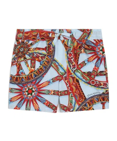 Dolce & Gabbana Kids' Carretto-print Poplin Bermuda Shorts In Multi