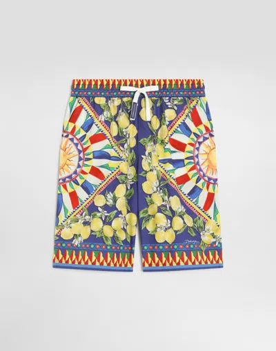 Dolce & Gabbana Kids' Carretto-print Poplin Bermuda Shorts In Multicolor