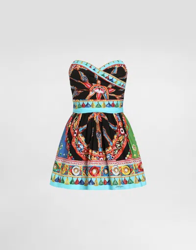 Dolce & Gabbana Carretto-print Poplin Dress In Multi