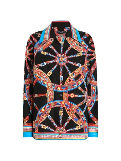 Dolce & Gabbana Carretto-print Poplin Hawaii Shirt In Black