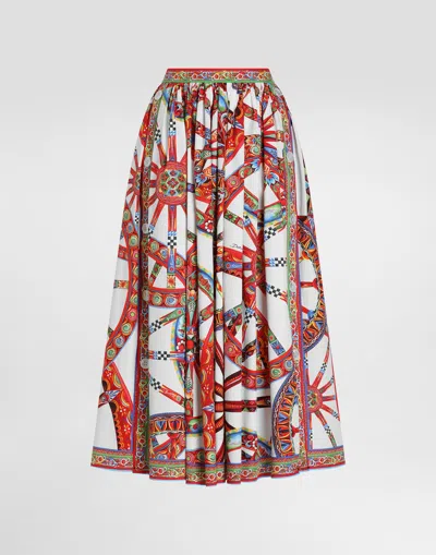 Dolce & Gabbana Carretto-print Poplin Long Skirt In Multi