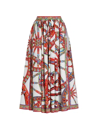 Dolce & Gabbana Pleated Geometric Print Maxi Skirt In Multi