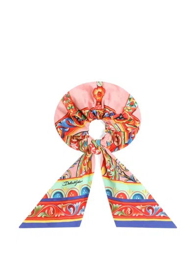 Dolce & Gabbana Kids' Carretto-print Poplin Scrunchie In Pink