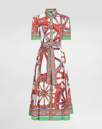 Dolce & Gabbana Carretto-print Poplin Shirt Dress In Multi