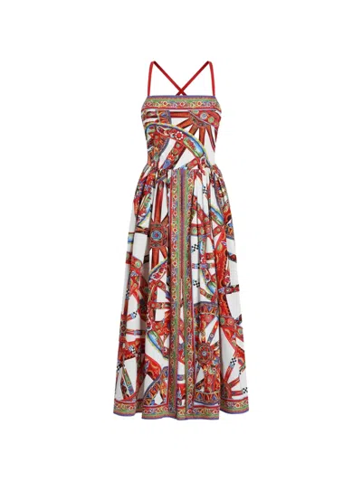 Dolce & Gabbana Carretto-print Poplin Short Dress In Multi
