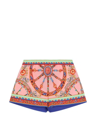 Dolce & Gabbana Kids' Carretto-print Poplin Shorts In Multi
