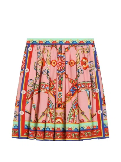 Dolce & Gabbana Kids' Carretto-print Poplin Skirt In Multi