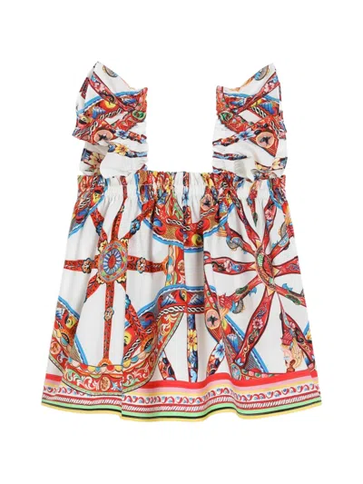 Dolce & Gabbana Kids' Carretto-print Poplin Top In Multi
