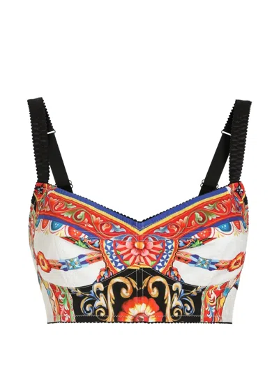 Dolce & Gabbana Carretto-print Poplin Top In Multi