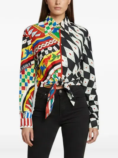 Pre-owned Dolce & Gabbana Carretto-print Shirt In White
