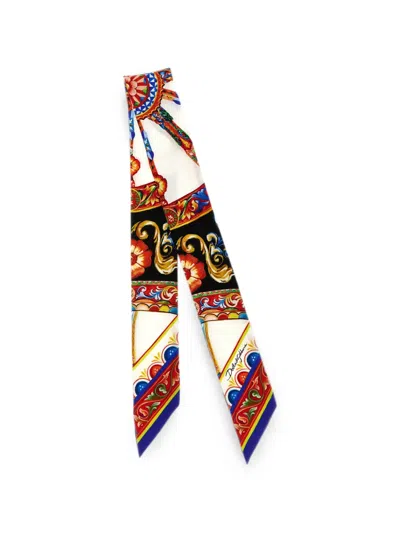 Dolce & Gabbana Long Carretto Motif Neck Tie In Multi