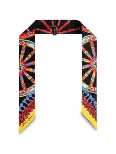 Dolce & Gabbana 6x100 Carretto-print Silk Twill Bandeau In Multi