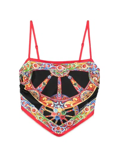 Dolce & Gabbana Carretto-print Silk Top In Multi