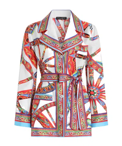 Dolce & Gabbana Carretto-print Silk Twill Shirt In Multi