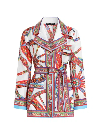 Dolce & Gabbana Carretto-print Silk Twill Shirt In Multi