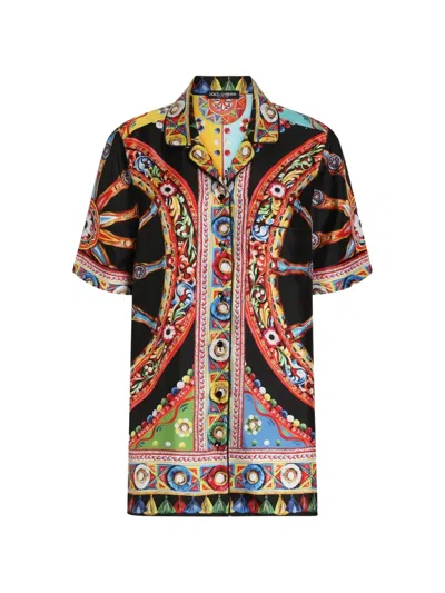 Dolce & Gabbana Carretto-print Silk Twill Vanity Shirt In Multi
